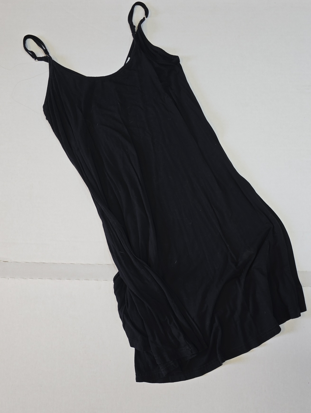 Women's Black High-Low Slip Dress with Slim Straps